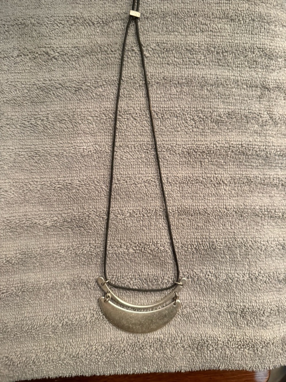 Premier Designs Silver-Tone Layered Crescent Necklace with Black Cord